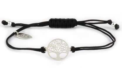 Bracelet “Black string with silver Tree of Life”