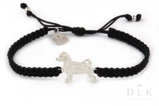 Bracelet with Jack Russell terrier silver on a black macrame