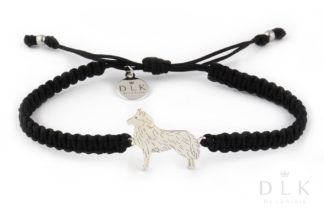 Bracelet with husky silver on a black macrame