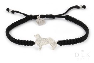 Bracelet with Bernese Mountain Dog silver on a black macrame