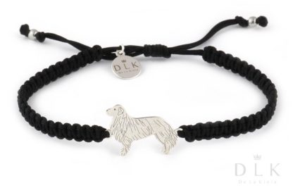 Bracelet with Bernese Mountain Dog silver on a black macrame