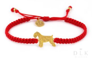Bracelet with schnauzer golden on a red macrame