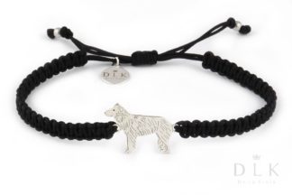 Bracelet with border collie silver on a black macrame