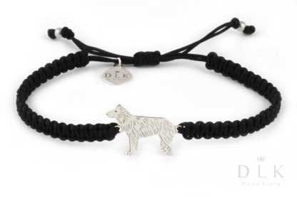 Bracelet with border collie silver on a black macrame