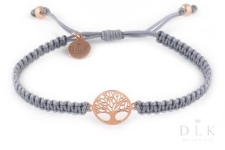 Bracelet “Rose Gold Tree of Life on a gray macrame string”