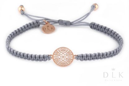 Bracelet “Rose Gold rosette on gray macrame string”