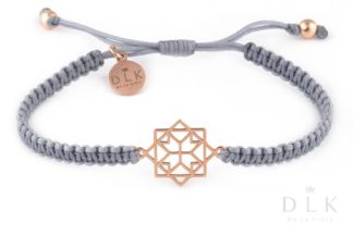 Bracelet “Geometric Rose Gold rosette on a gray macrame string”