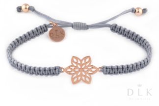 Bracelet “Rose Gold flower on a gray macrame string”