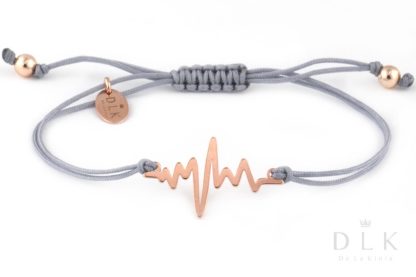 Bracelet “Gray string with a line of life in Rose Gold color”
