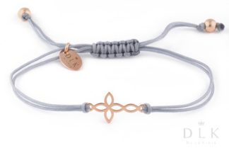 Bracelet “Gray string with a cross in Rose Gold color”