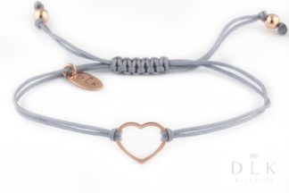 Bracelet “Gray string with a heart in Rose Gold”