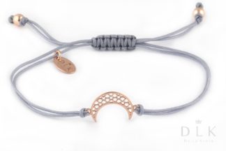 Bracelet “Gray string with a moon in Rose Gold”