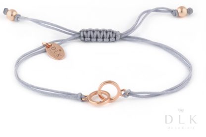 Bracelet “Gray string with Rose Gold circles”