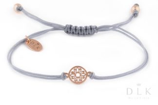 Bracelet “Gray string with Rose Gold Rosette”