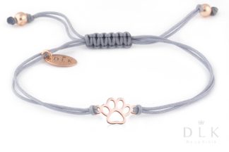 Bracelet “Gray string with a dog’s paw in Rose Gold”