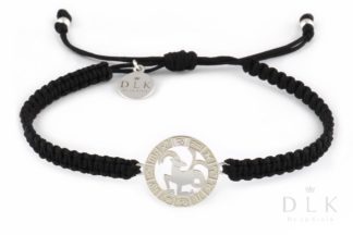 Bracelet with the sign of the zodiac CAPRICORN silver on a black macrame