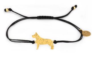 Bracelet with amstaff golden on a black string