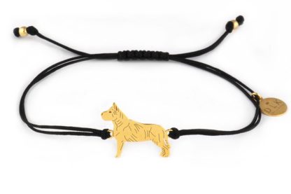 Bracelet with amstaff golden on a black string