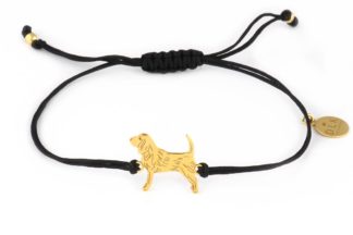 Bracelet with beagle golden on a black string