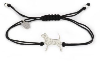 Bracelet with beagle silver on a black string