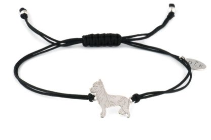 Bracelet with yorkie silver on a black string