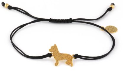Bracelet with yorkie golden on a black string