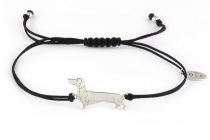 Bracelet with dachshund silver on a black string