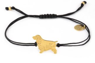 Bracelet with cocker spaniel golden on a black string