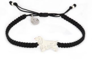 Bracelet with cocker spaniel silver on a black macrame
