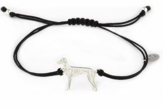 Bracelet with greyhound silver on a black string