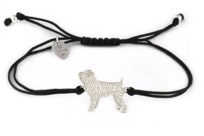 Bracelet with Russian Terrier silver on a black string