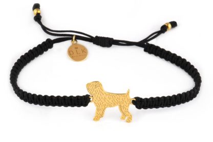 Bracelet with russian terrier golden on a black macrame