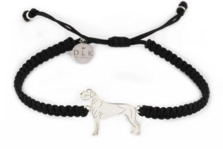 Bracelet with Great Dane silver on a black macrame