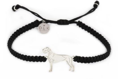 Bracelet with Great Dane silver on a black macrame