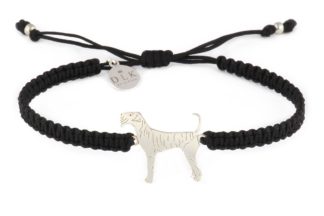 Bracelet with airedale terrier silver on a black macrame