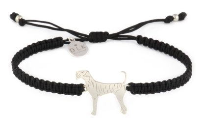 Bracelet with airedale terrier silver on a black macrame