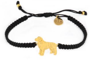 Bracelet with Newfoundland golden on a black macrame