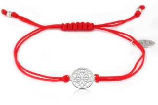 Bracelet with silver rosette on a red string
