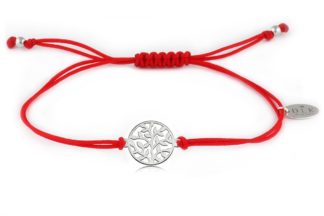 Bracelet with silver leaves on a red string