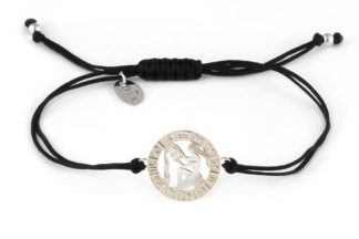 Bracelet with the sign of the zodiac AQUARIUM silver on a black string