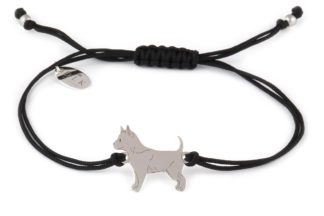 Bracelet with chihuahua silver on a black string