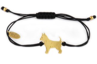 Bracelet with chihuahua golden on a black string