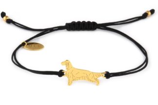 Bracelet with setter golden on a black string