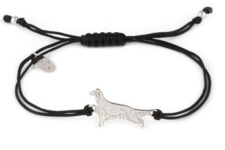Bracelet with setter silver on a black string