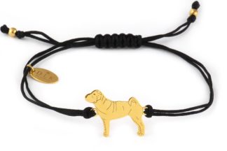 Bracelet with shar pei golden on a black string