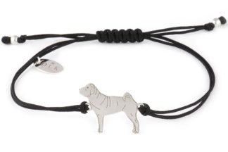 Bracelet with shar pei silver on a black string