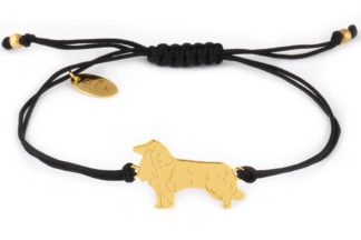 Bracelet with Rough Collie golden on a black string