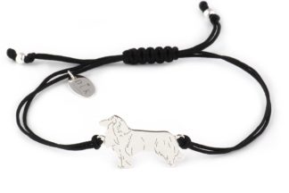 Bracelet with Rough Collie silver on a black string