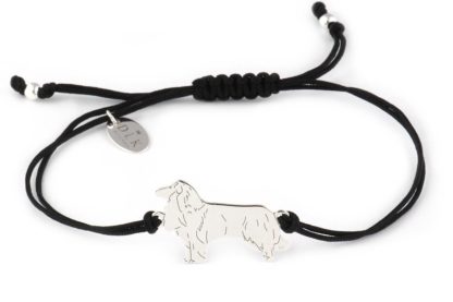 Bracelet with Rough Collie silver on a black string