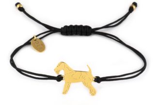 Bracelet with fox terrier golden on a black string